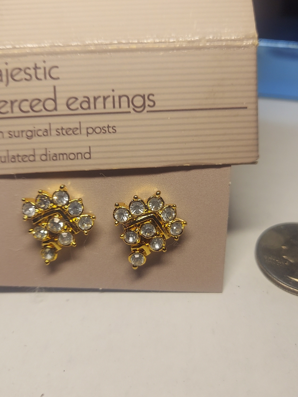 Vintage Avon Majestic Gold-Tone Crystal Cluster Stud Earrings